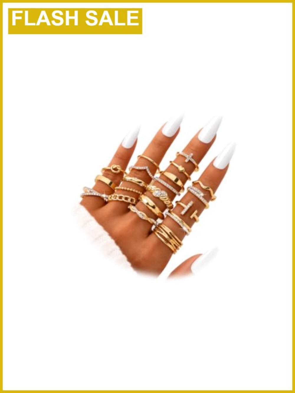 Gold Stackable Knuckle Midi Statement Ring Set Women 20 Pcs Chunky Fashion